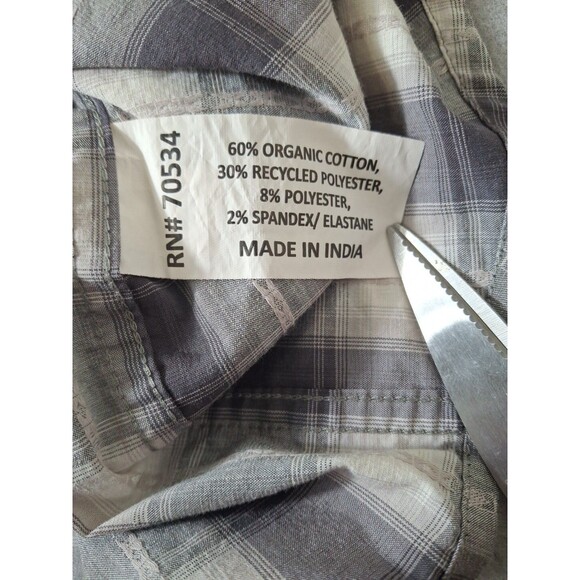 Orvis Shirt Mens Medium Gray Pearl Snap Dual Pockets Active Fit Plaid Western - Picture 7 of 10